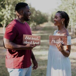 Wedding Engagement Wood Signs for photoshoot